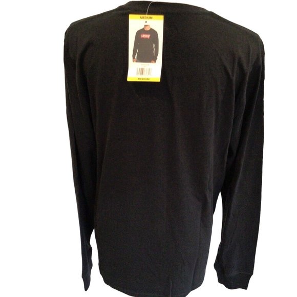 Levis Men Long Sleeve Tee Shirt Graphic Print Classic Fit Cotton Black Sz XLarge - Picture 3 of 5